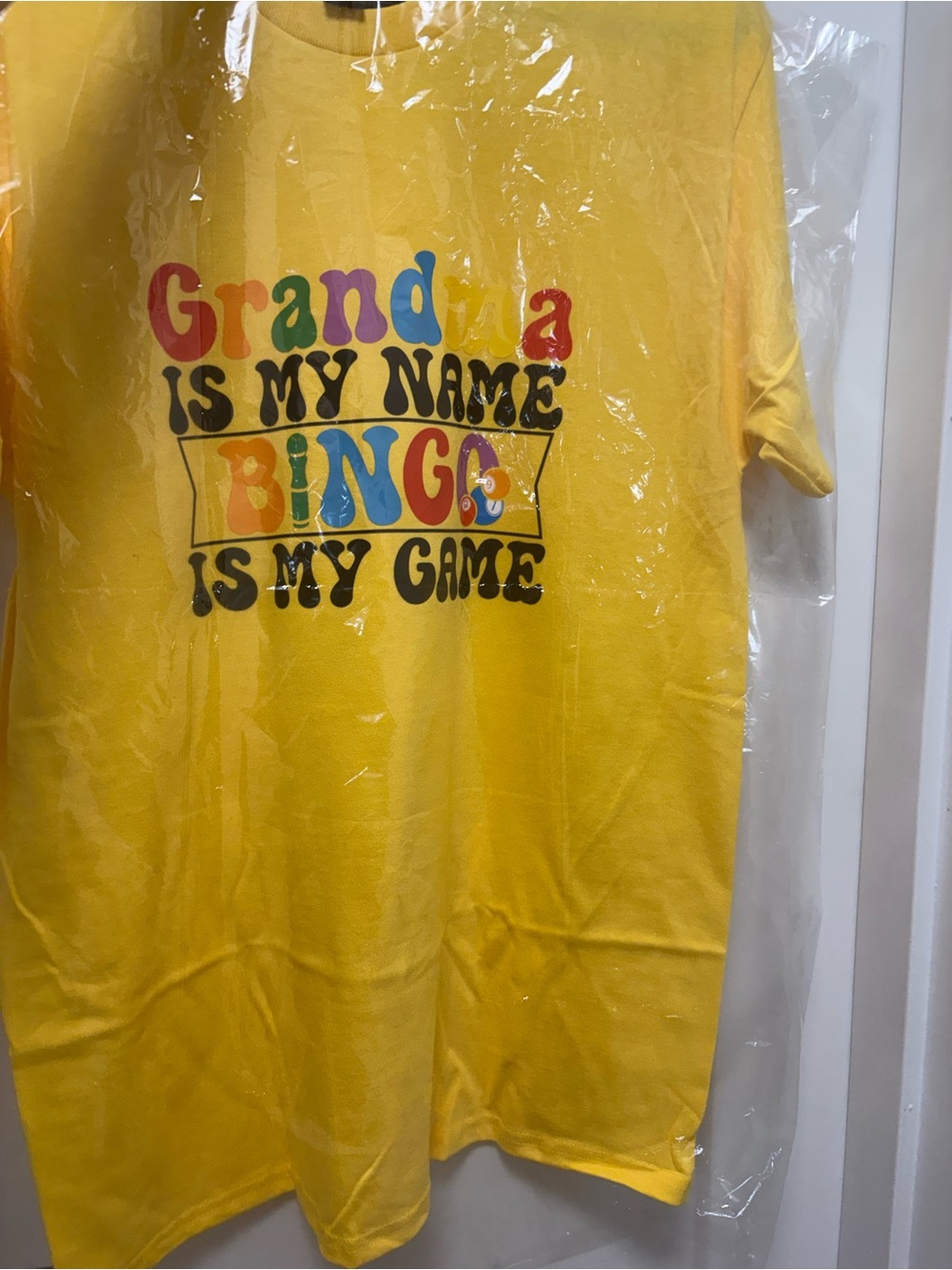 Yellow Graphic Tee "Grandma Is My Name Bingo Is My Game"